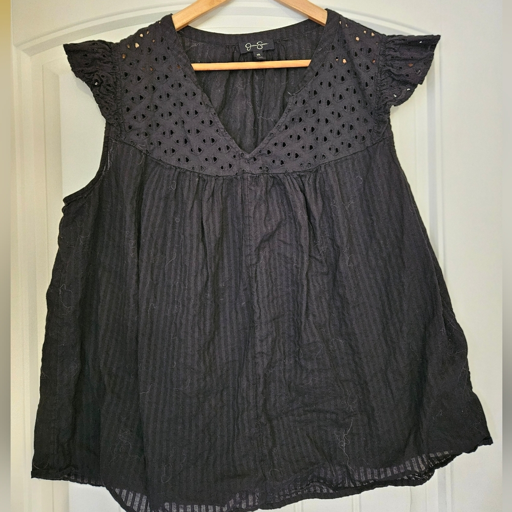 Jessica SimpsonBlack Eyelet Women's Top 2X